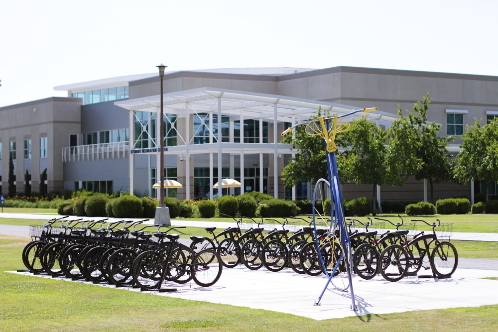 Row of bicycles in a rack at CSUB