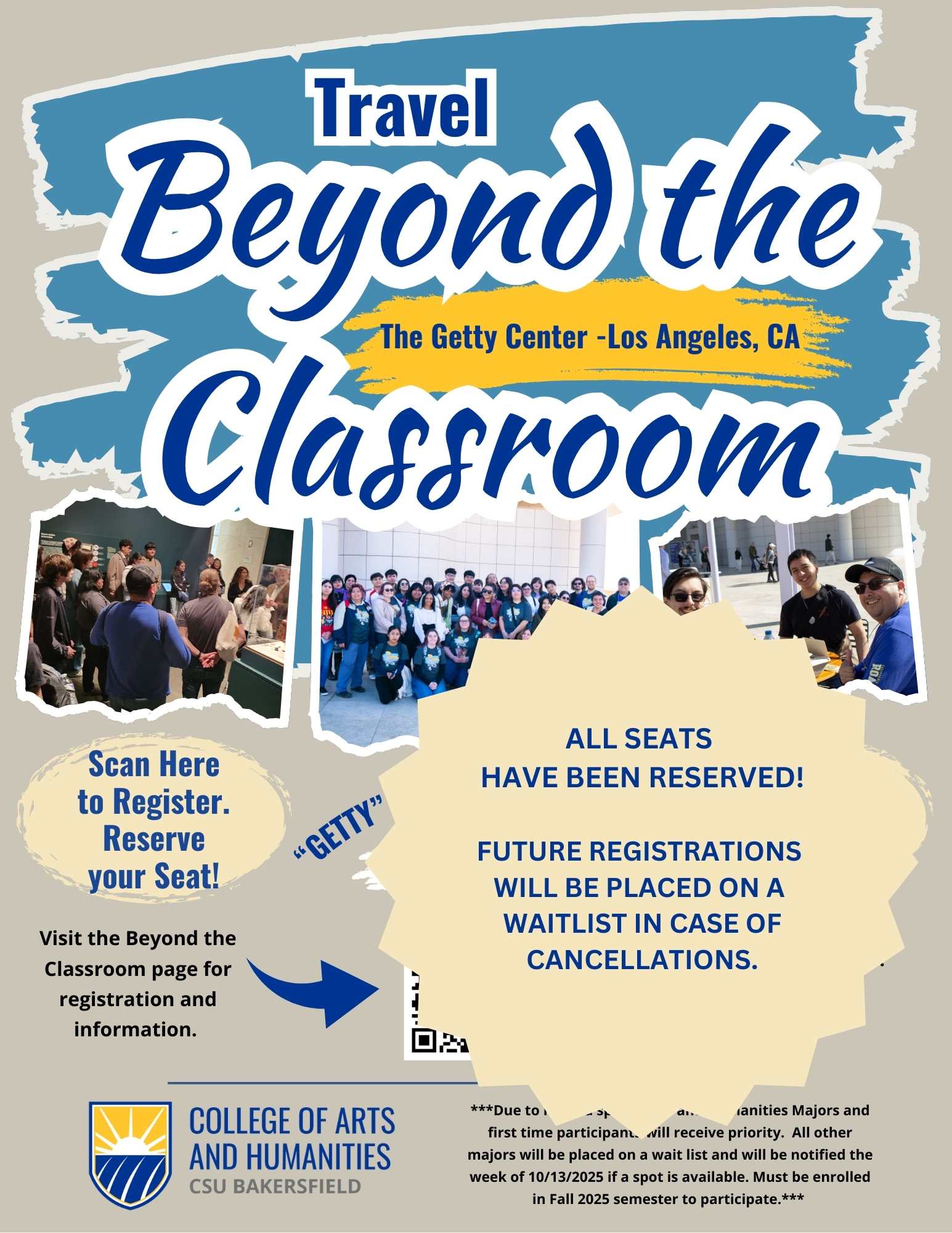 Beyond the Classroom Registration Closed Flyer