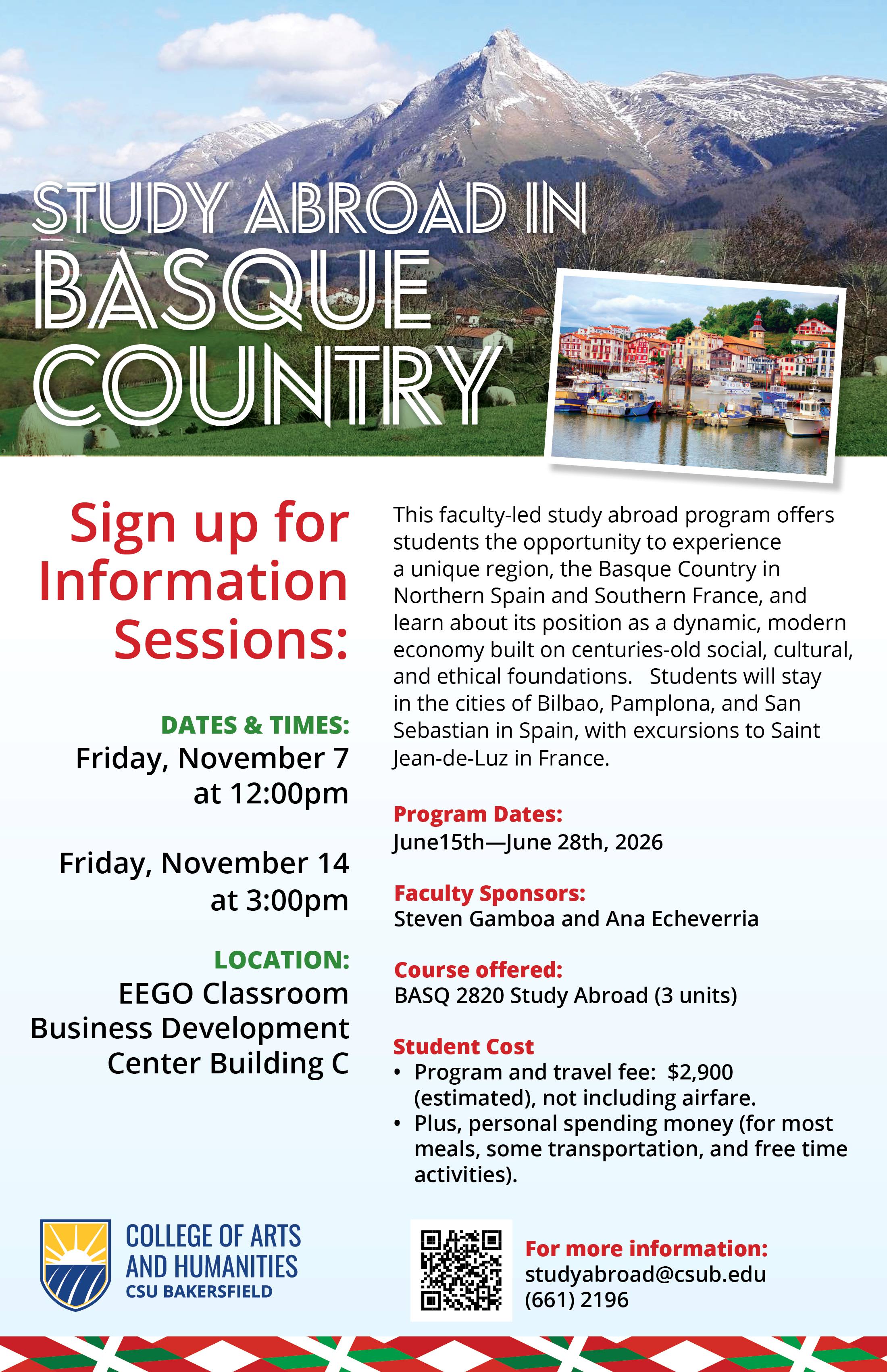 Information Session for Study Abroad Basque Country