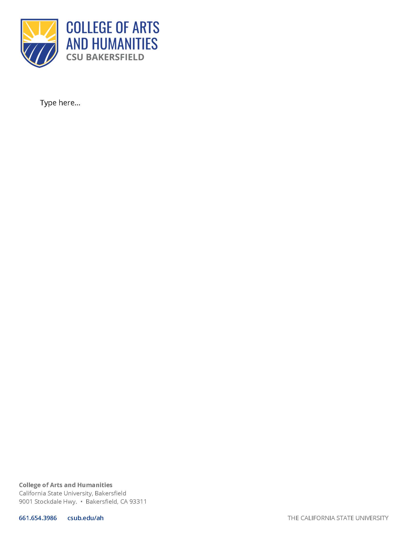 CSUB school/unit letterhead: Unit logo