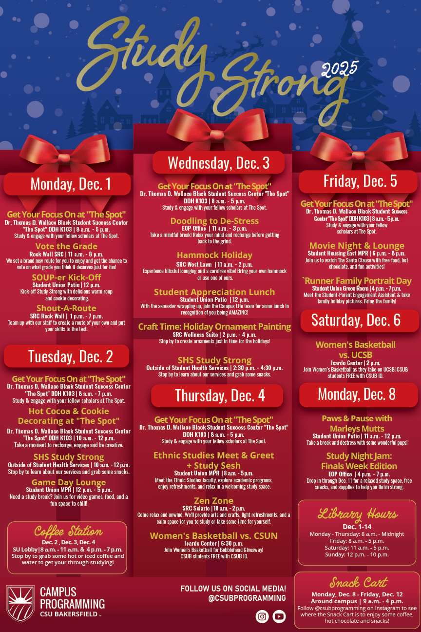 Study Strong Schedule Fall 2025