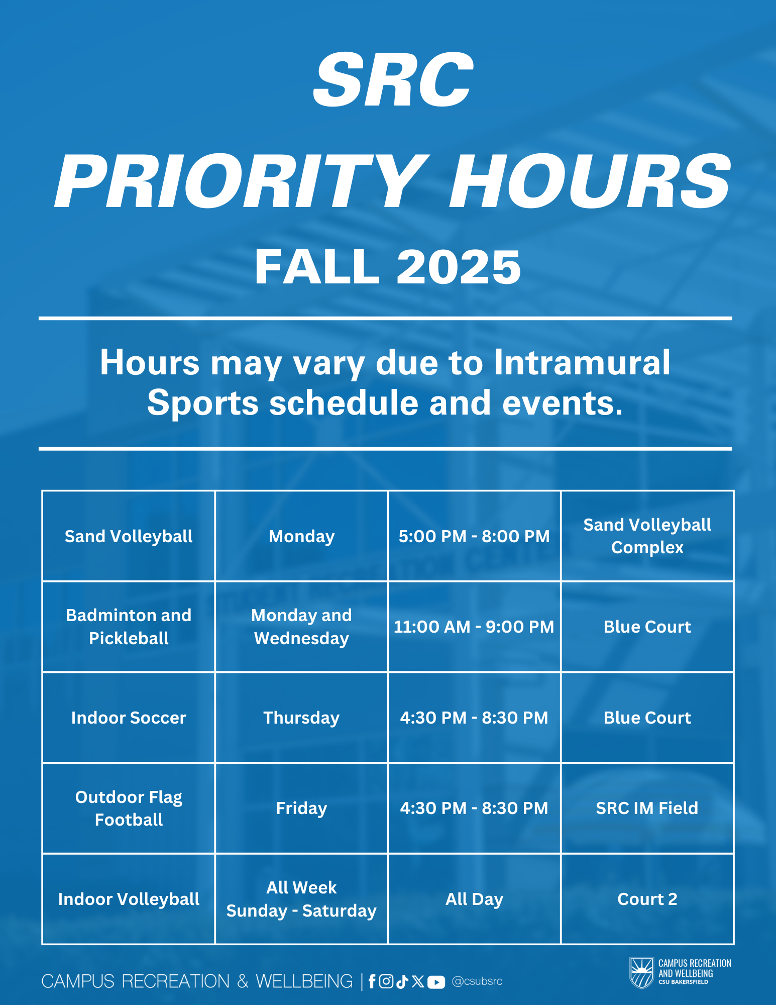 Fall 25 Priority Hours