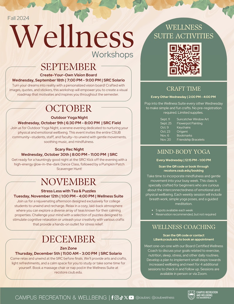 F24 Wellness Workshops Full schedule