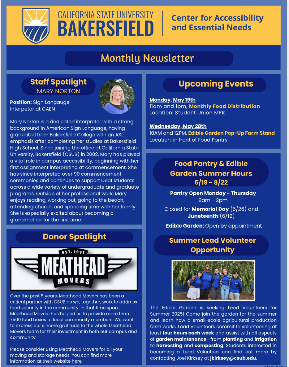 May newsletter cover photo