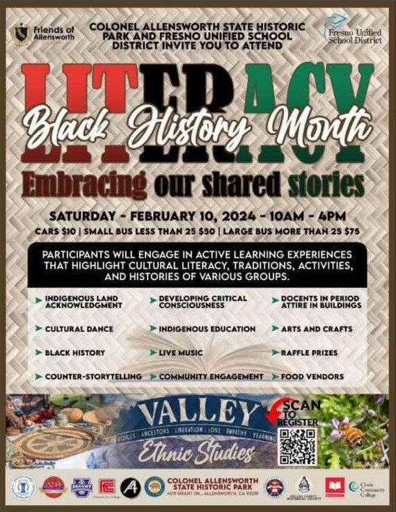 Flyer for "Embracing our Shared Stories" at Allensworth