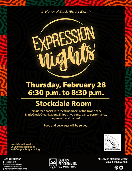 Expression Nights Black History Month 2024 flyer