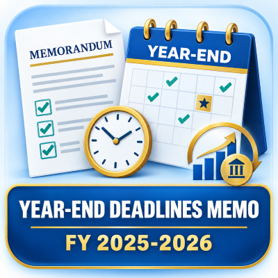Memo: Year End Deadlines FY25-26