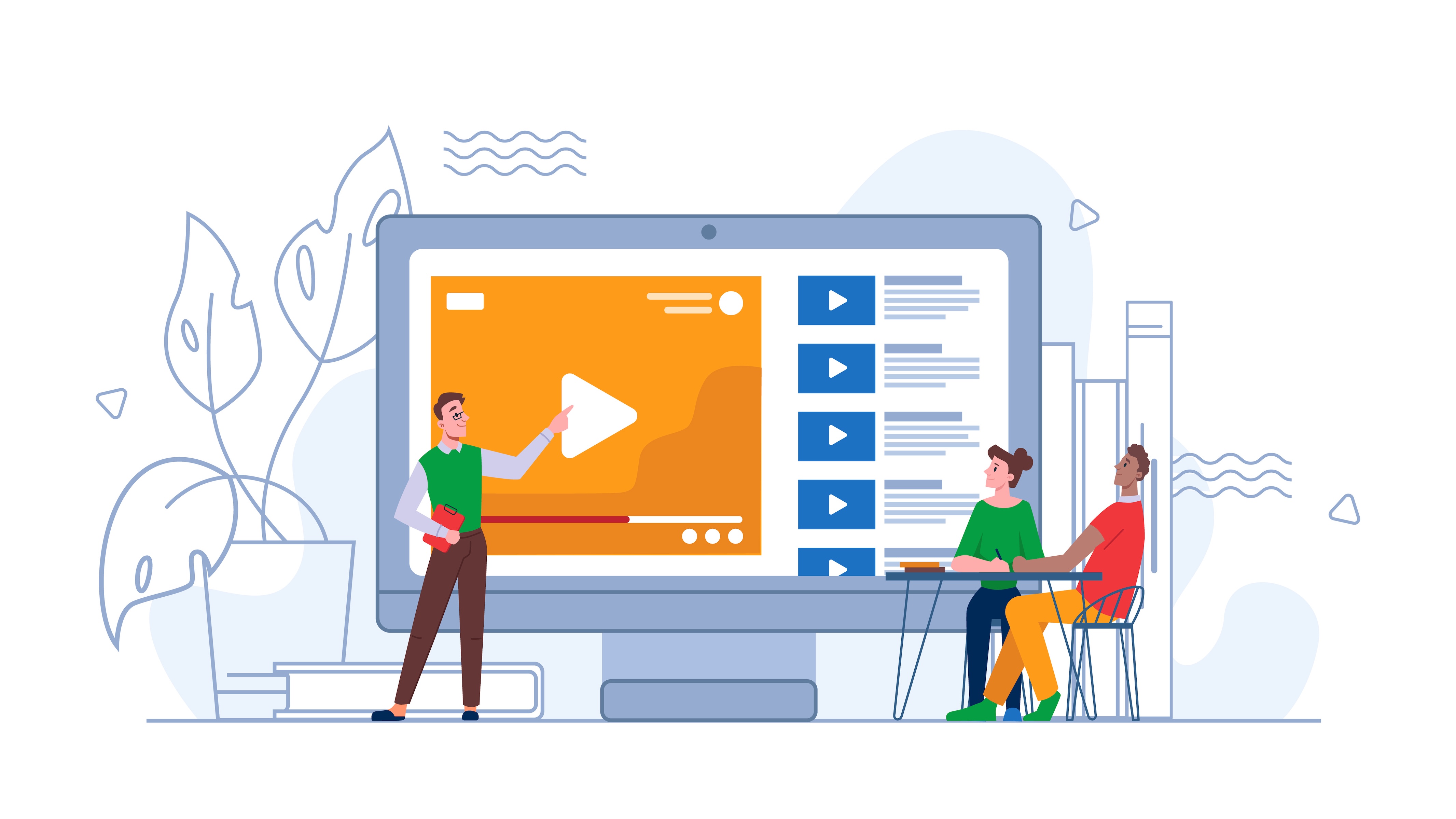 people presenting a video