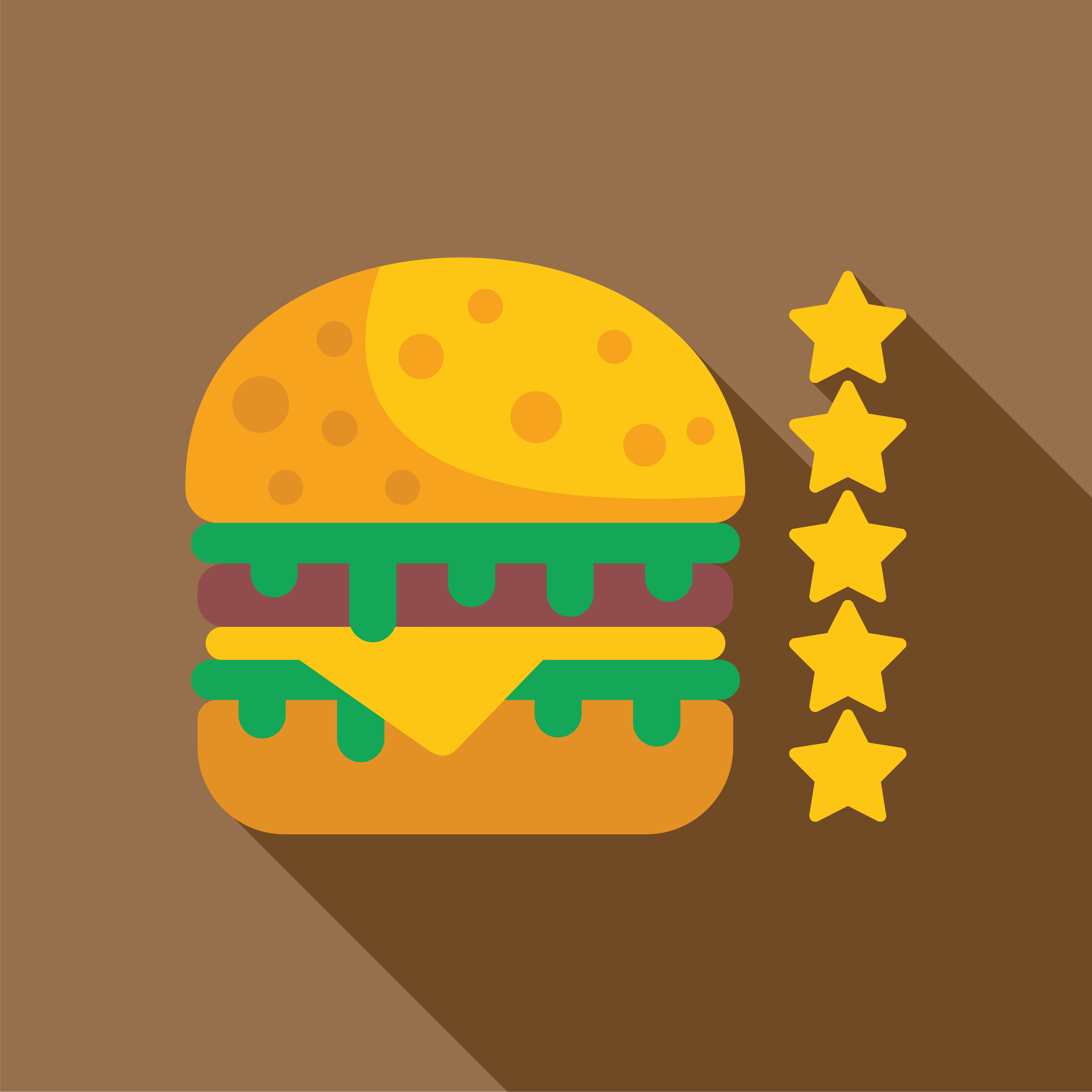 a digital rendering of a cheeseburger with a 5-star rating