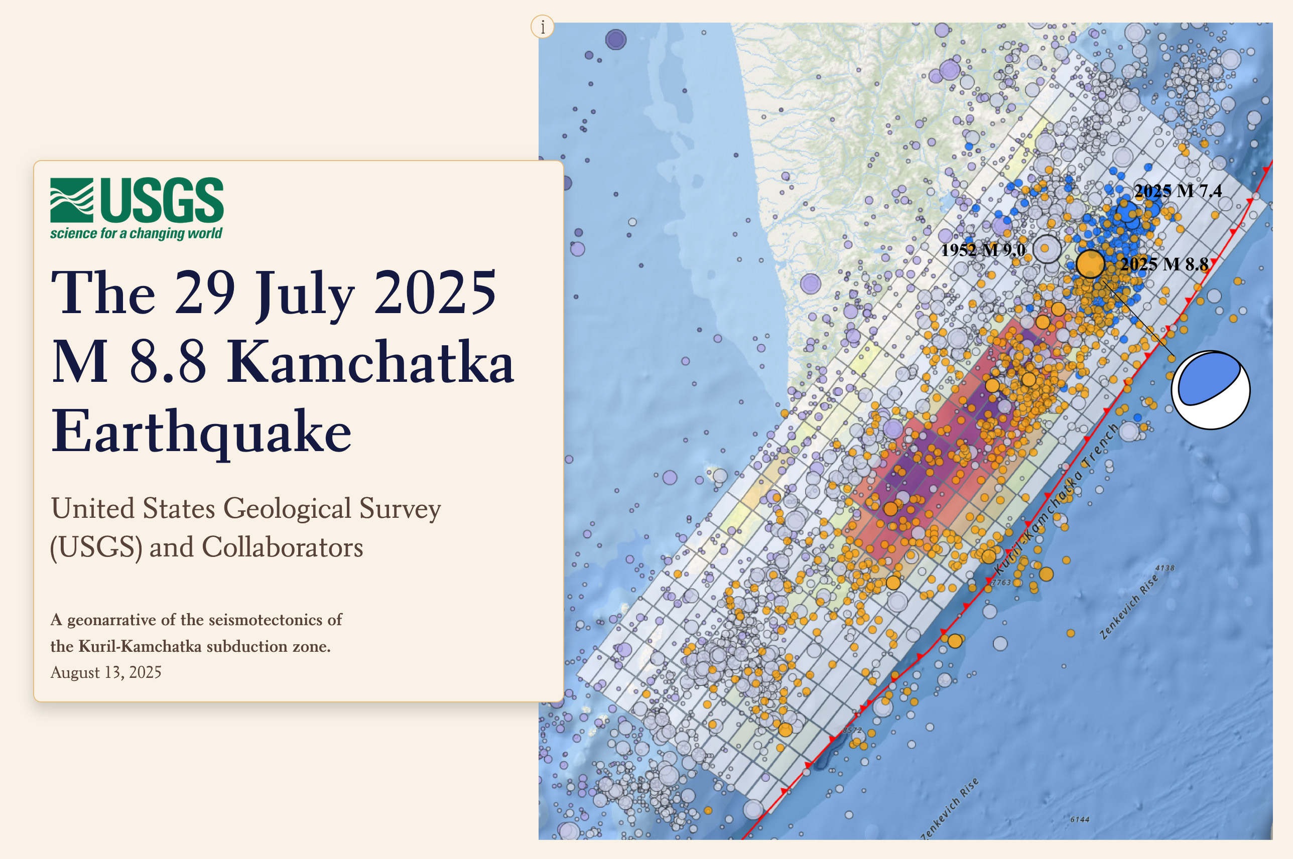 USGS Story Map for the 2025 Kamchatka Earthquake