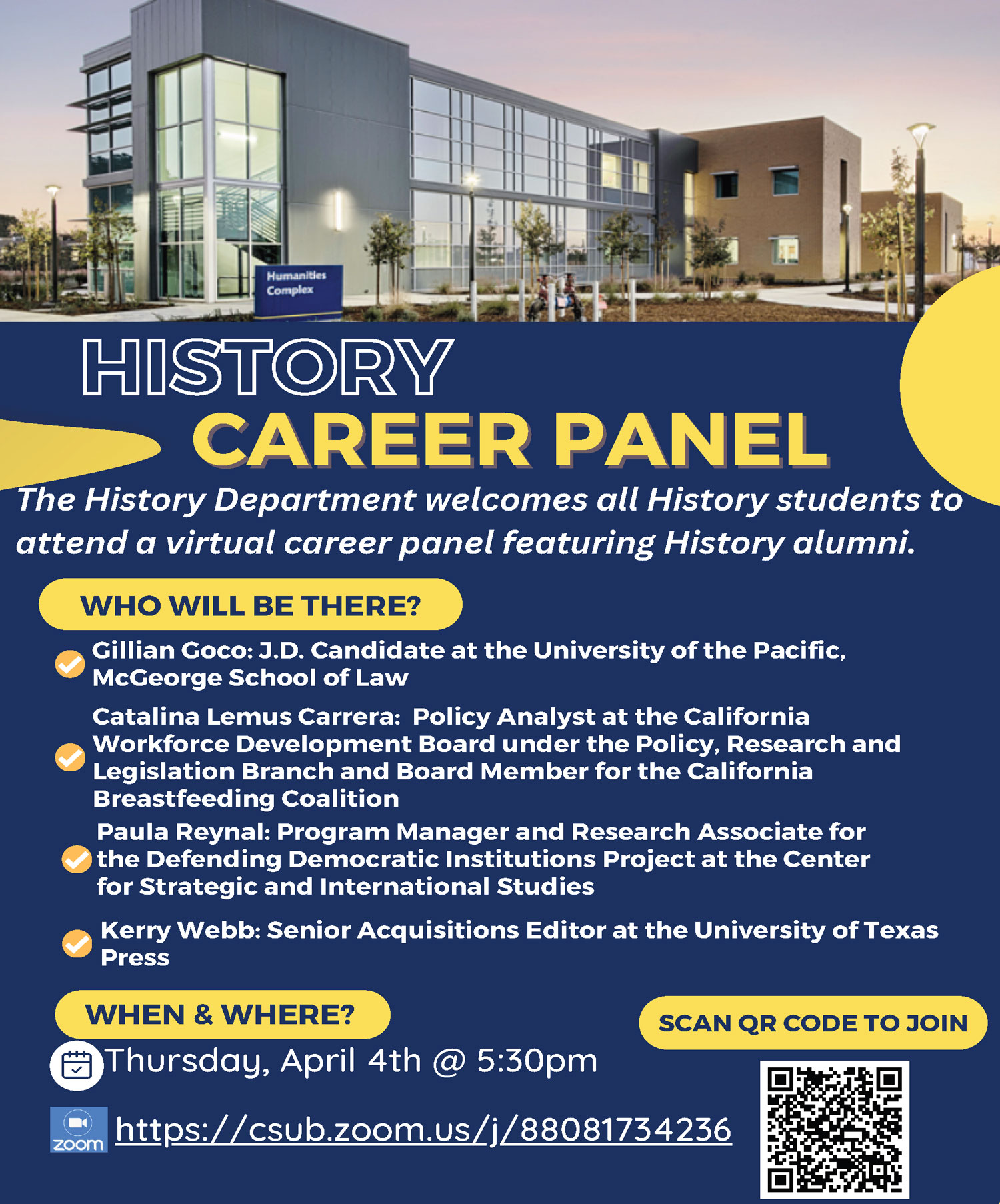 History Career Panel Spring 2024 flyer