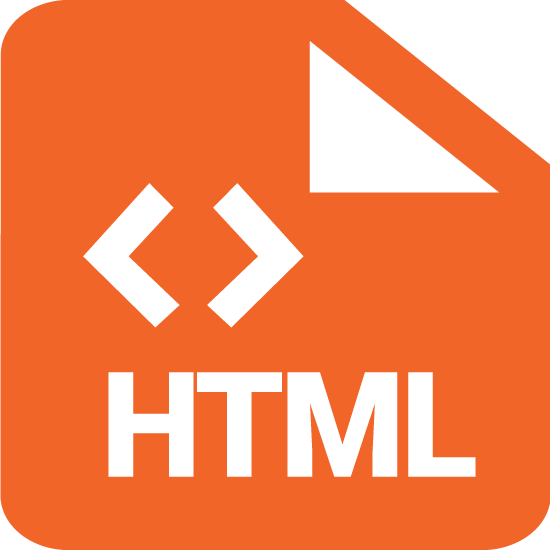White HTML icon on orange background