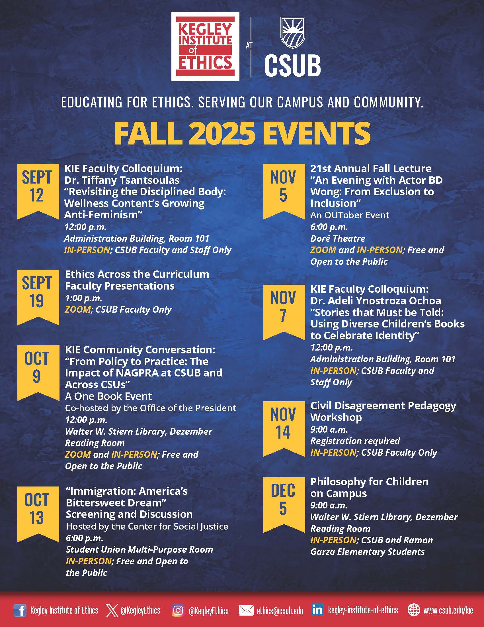 Fall 2025 Calendar of Events