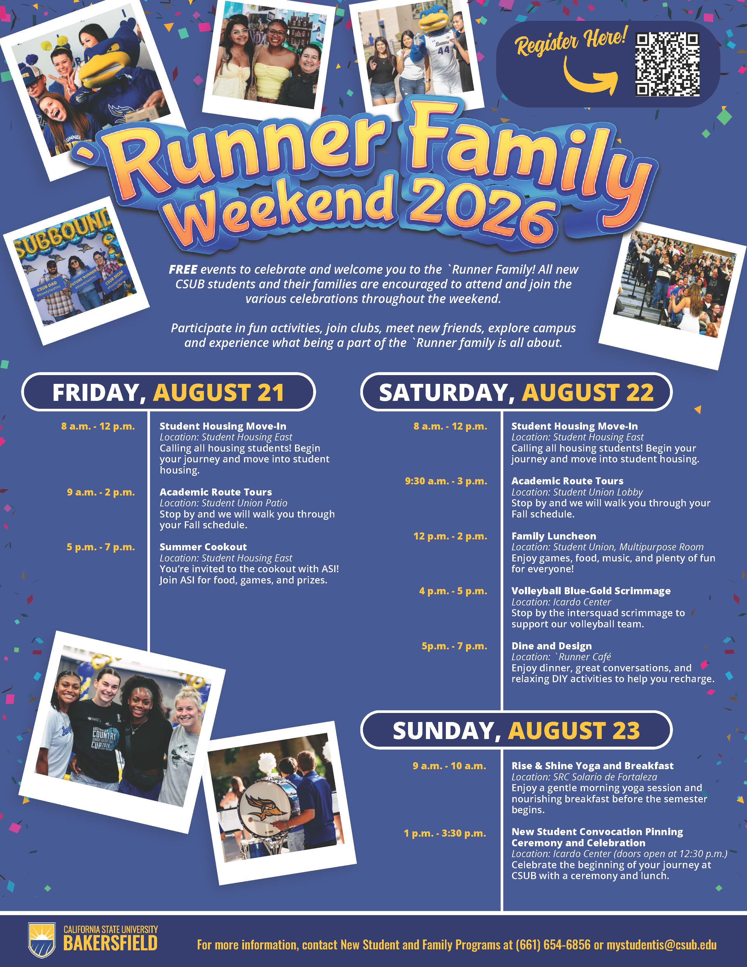 2025 Runner Family Weekend Flyer