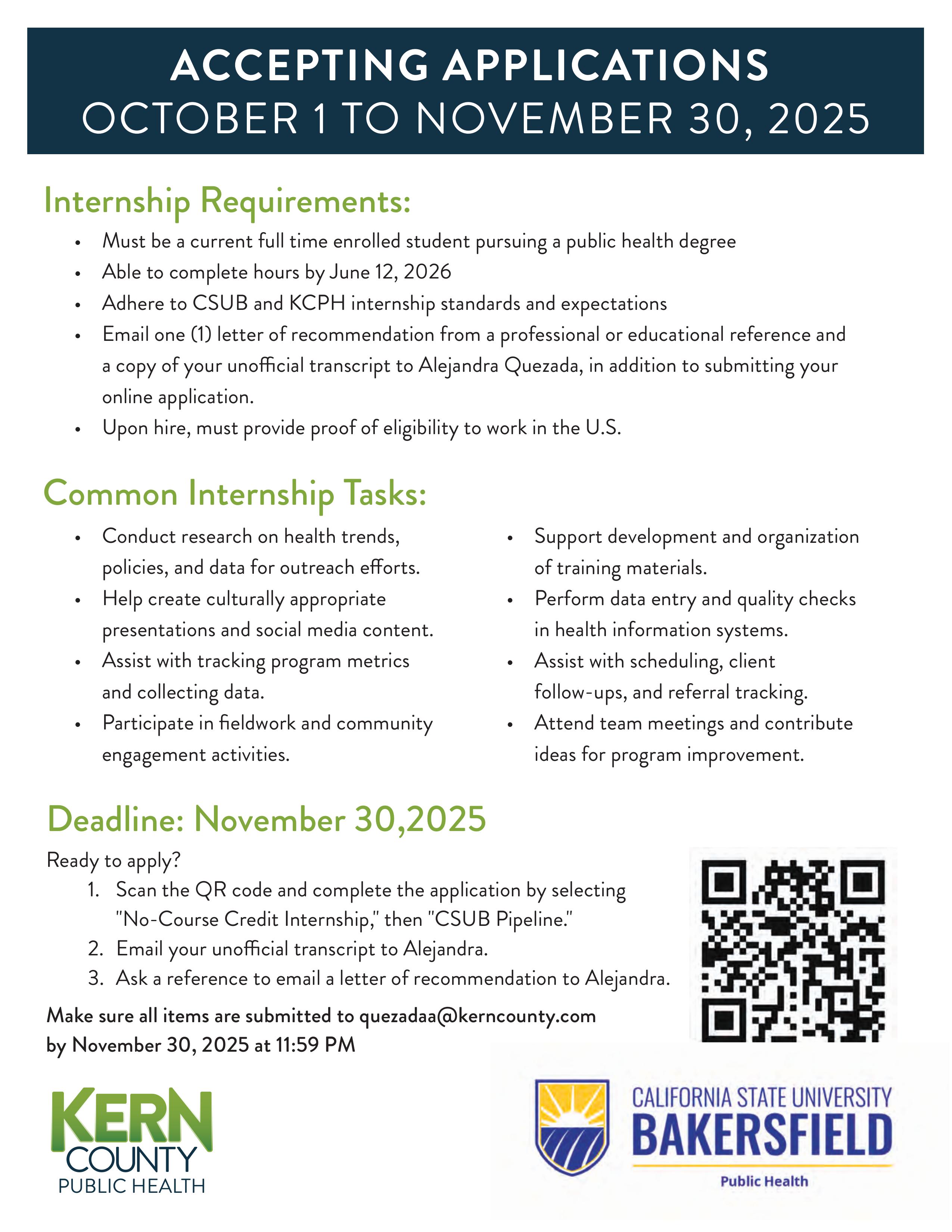 Kern County Public Health flyer. Text is posted above in full.