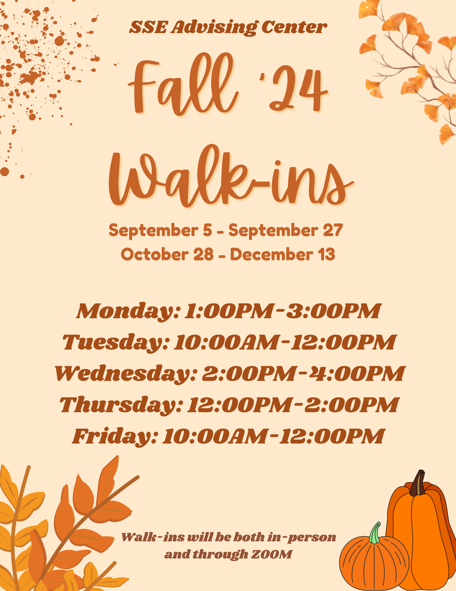 fall 2024 walk-ins