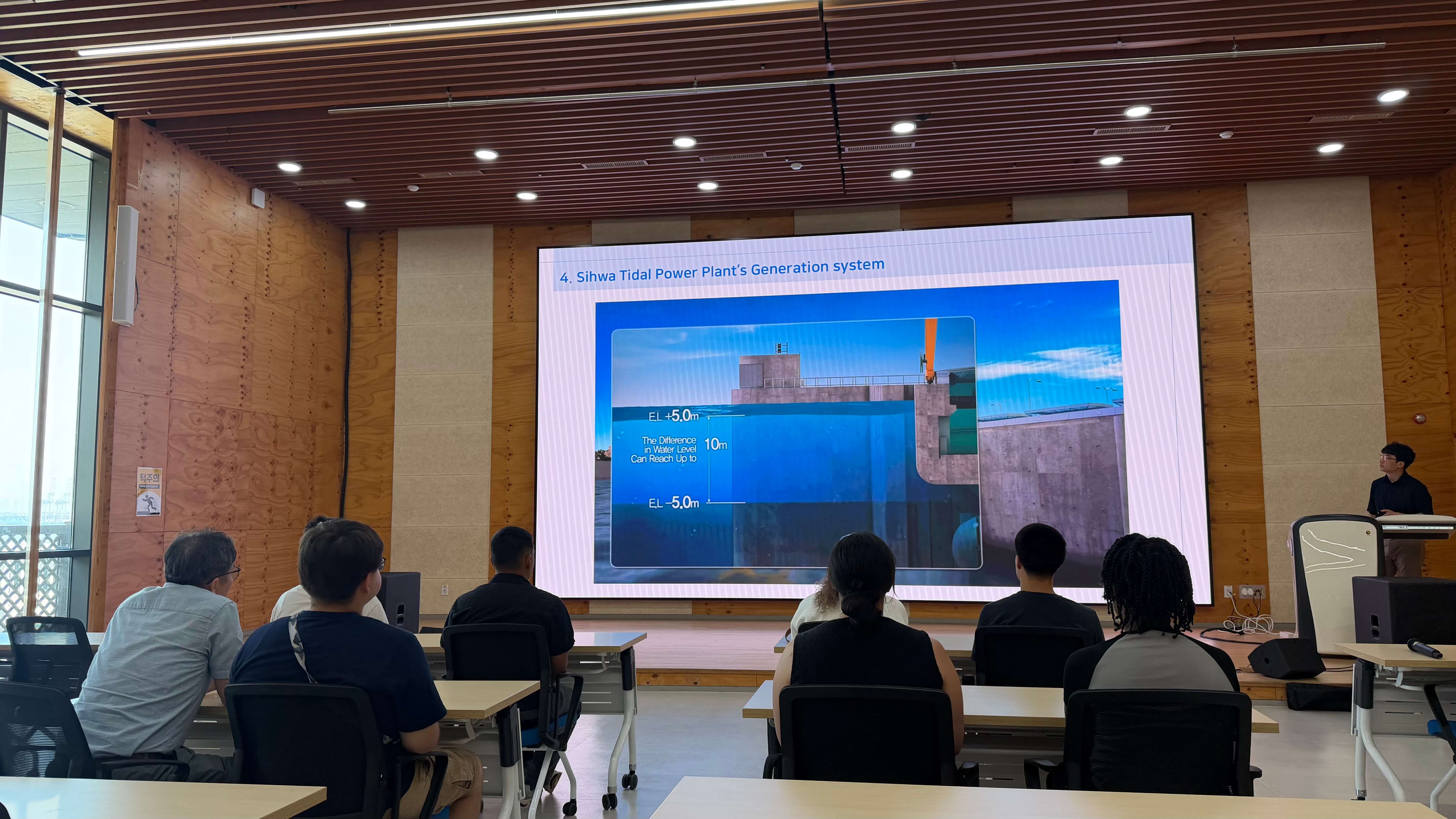 K-water personnel giving a power generation lecture to CSUB students in their facilities.