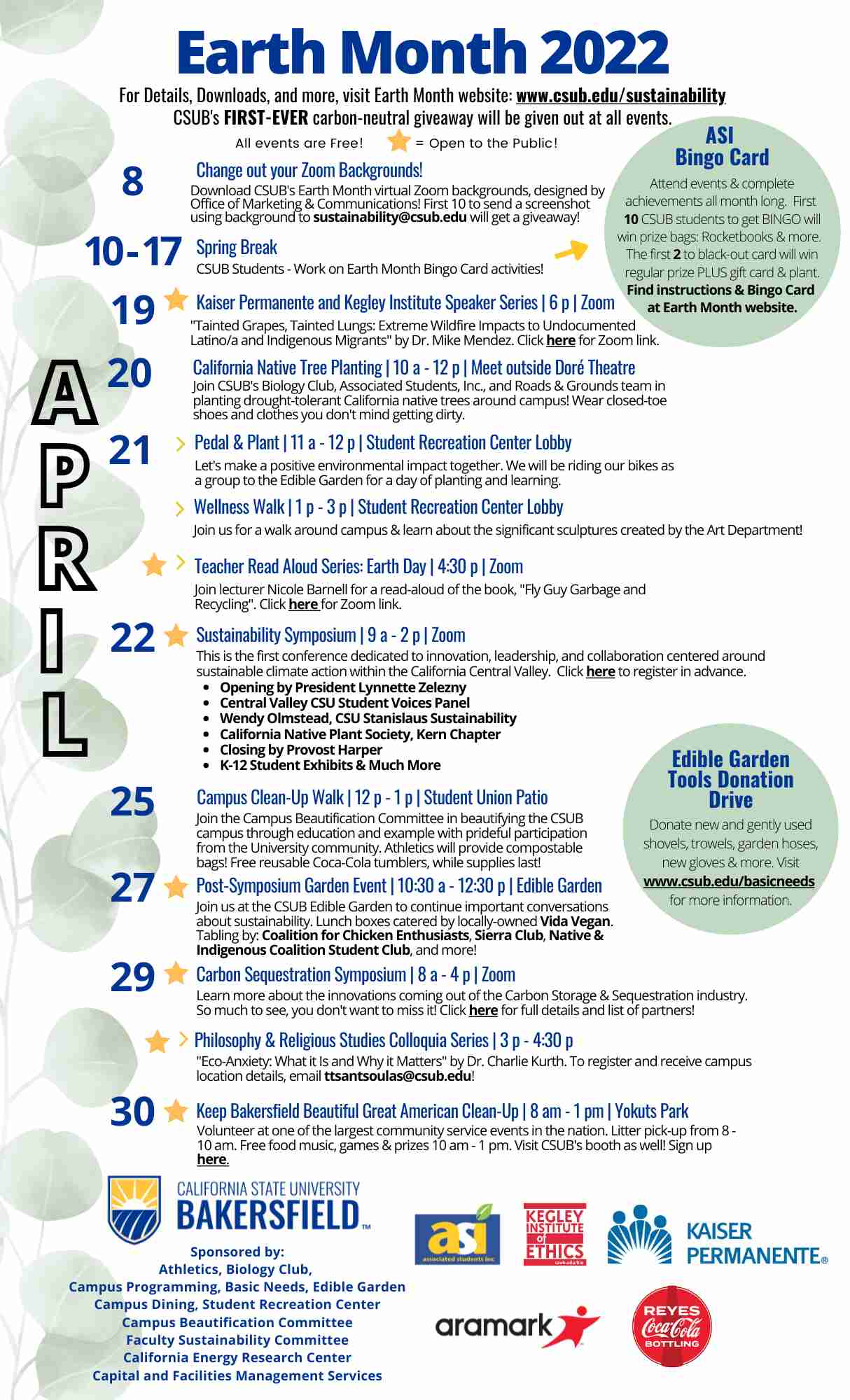 Earth Month Schedule 2022