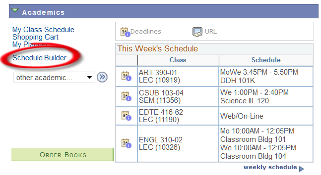 Schedule Builder Example