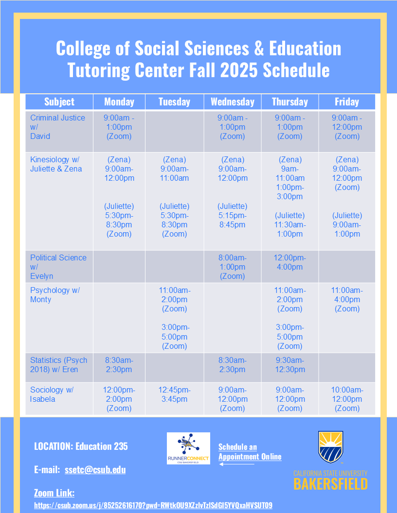 Fall 2025 SSETC Schedule