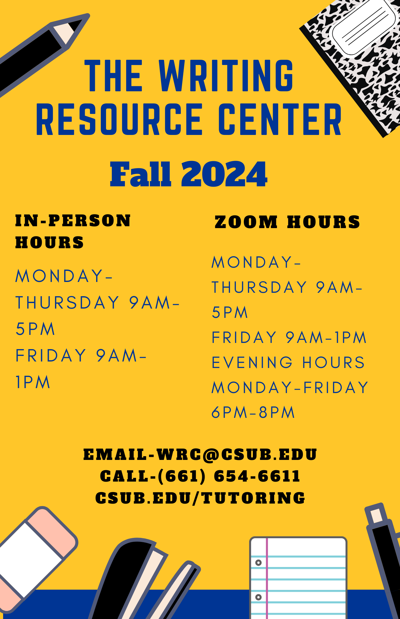 Writing Resource Center fall 2024 flyer