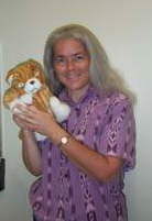 Carol Raupp with a stuffed toy